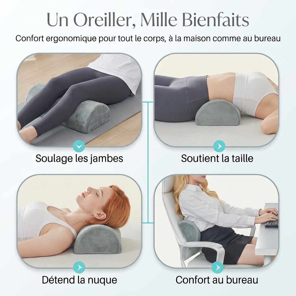 Coussin Demi-Lune Polyvalent — Soutien Multi-Zones