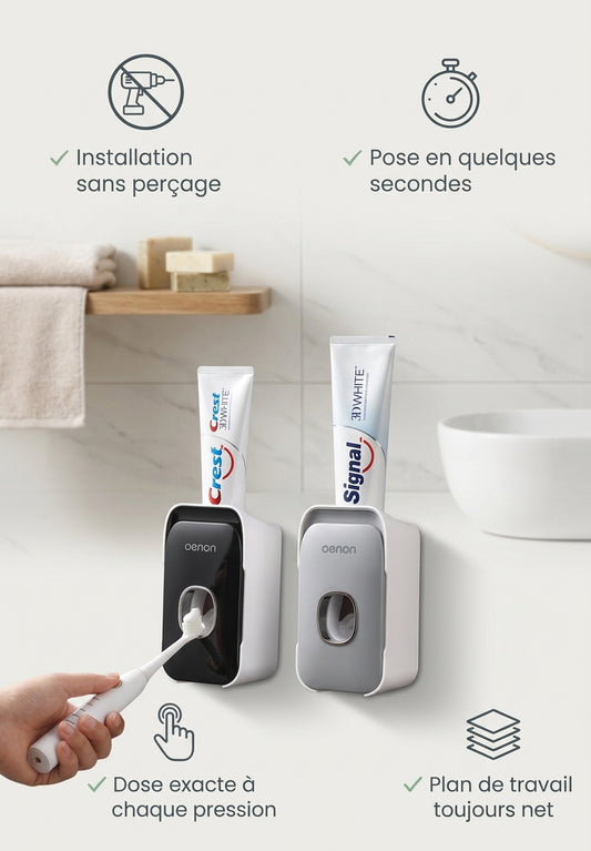 Distributeur de Dentifrice Mural — Sans Perçage