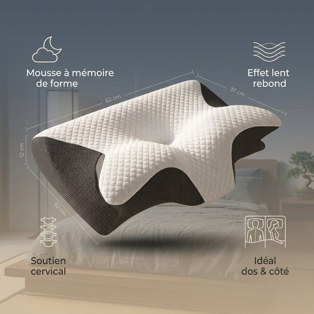 Oreiller Papillon Mémoire de Forme — Détente Cervicale