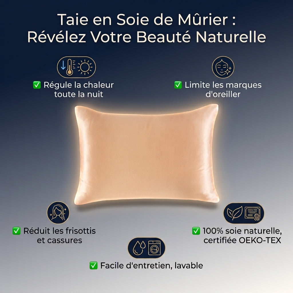 Taie d'Oreiller Soie de Mûrier — Douceur Peau & Cheveux
