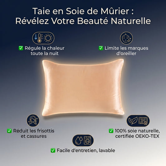Taie d'Oreiller Soie de Mûrier — Douceur Peau & Cheveux