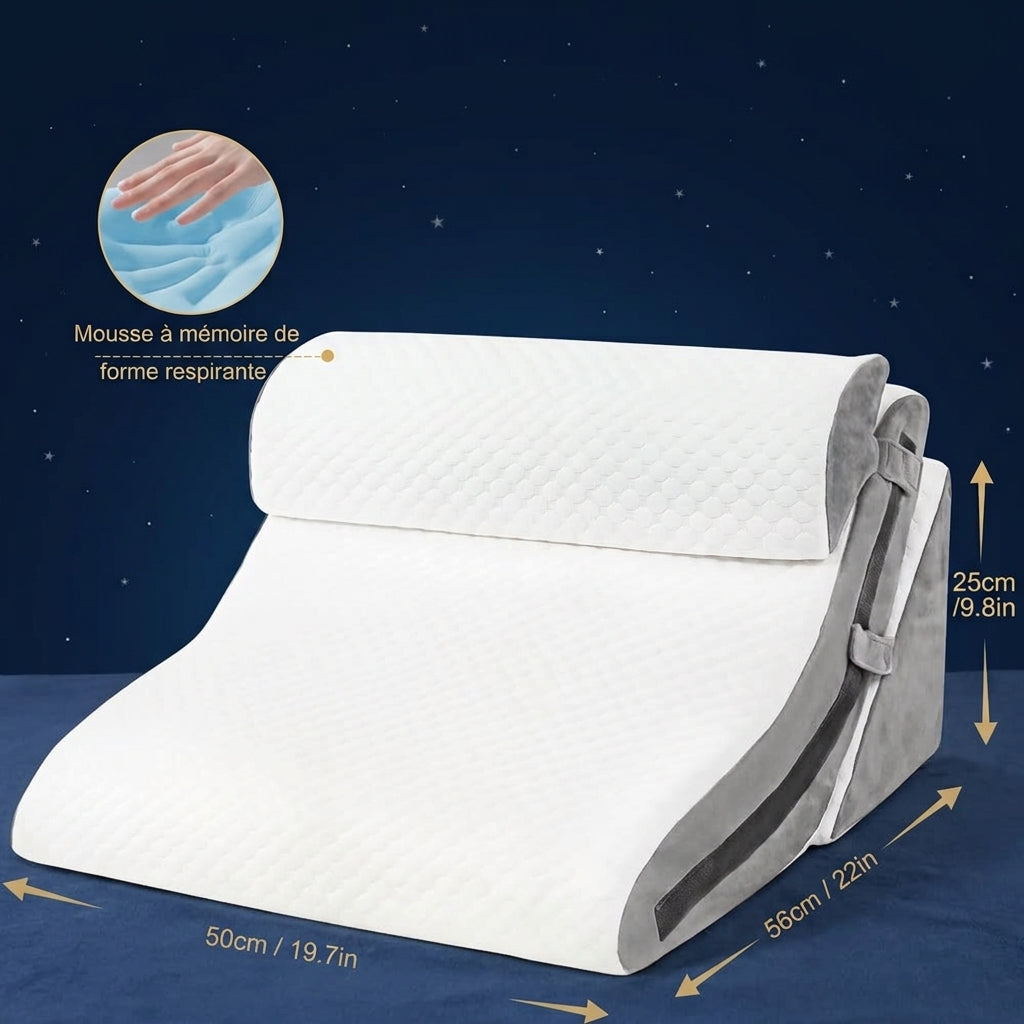 Set Coussins Ergonomiques 3-en-1 — Dos, Nuque & Anti-Reflux