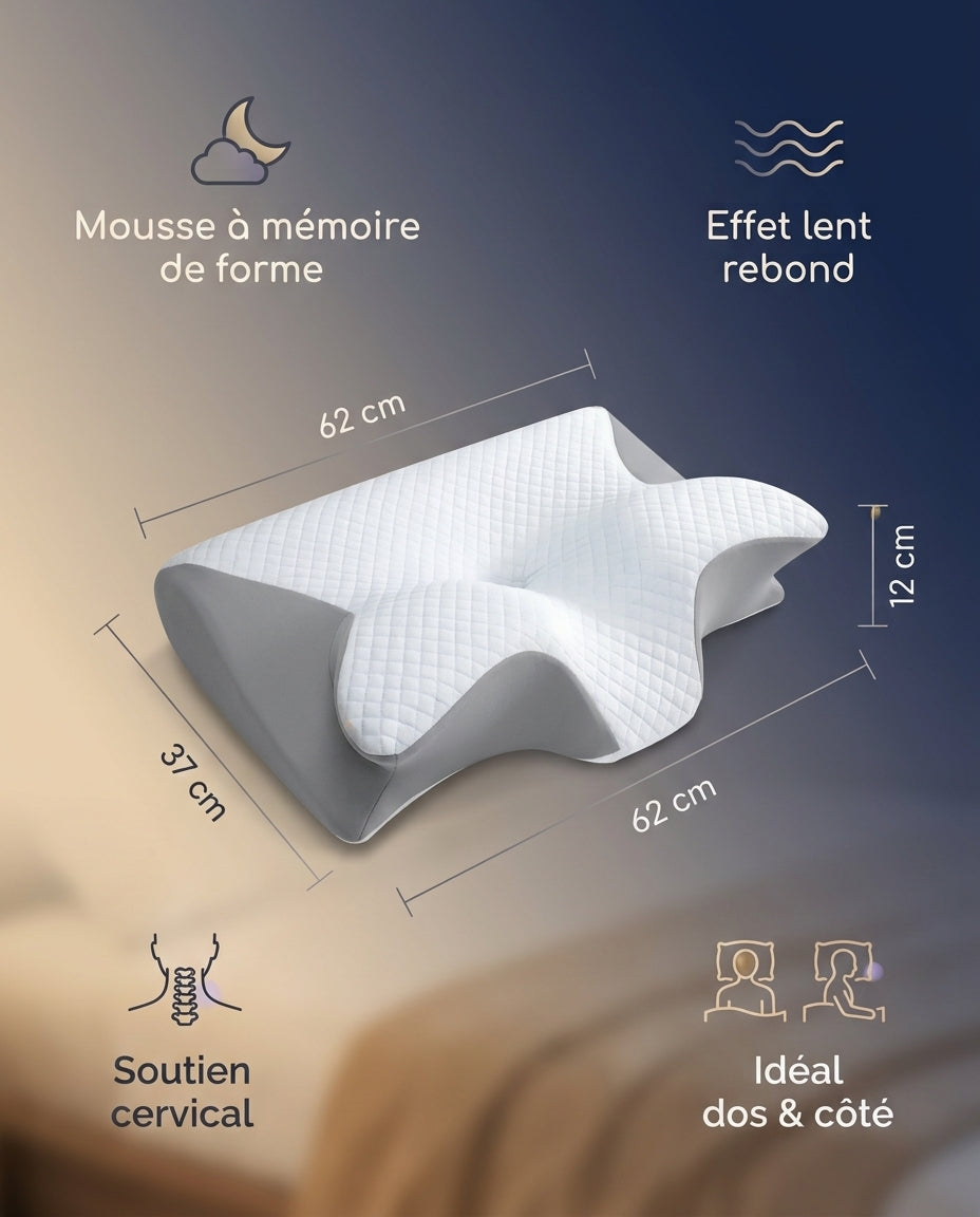 Oreiller Papillon Mémoire de Forme — Détente Cervicale