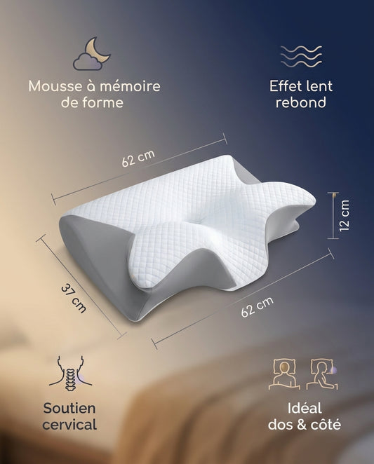 Oreiller Papillon Mémoire de Forme — Détente Cervicale